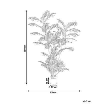 Artificial Potted Fan Palm Tree 180cm Tall Green and Black Leaves Indoor Decor