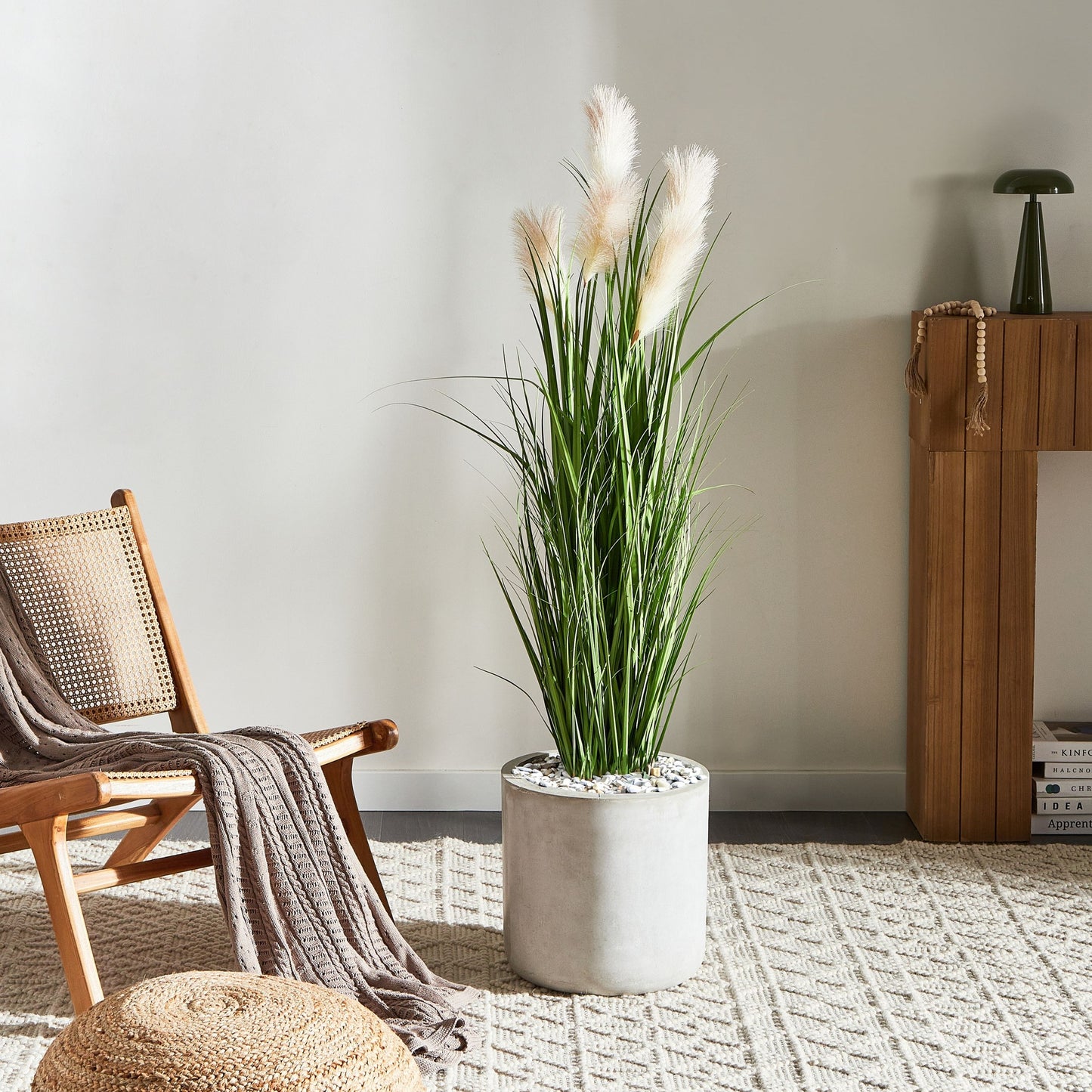 Artificial Potted Plant 130cm Pampas Grass Look With Green And Black Leaves