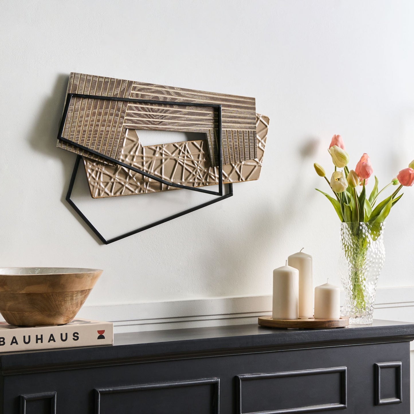 Metal Wall Decor Brown Modern Industrial Art