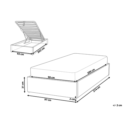 Taupe Boucle Slatted Bed Frame EU Single 3ft Ottoman Storage