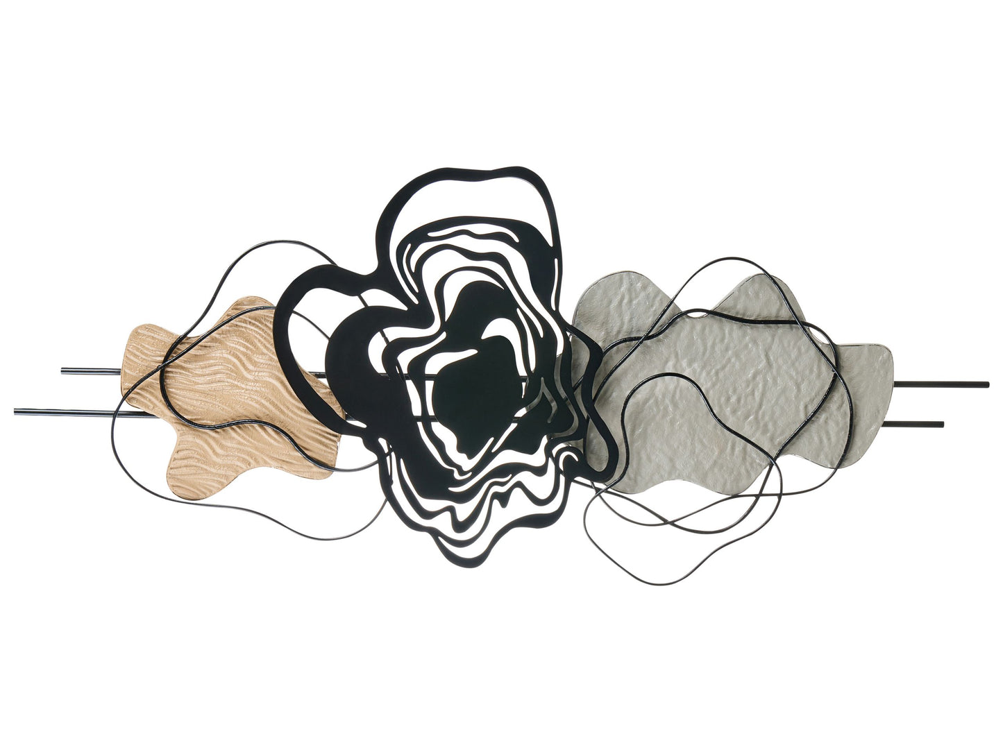 Black Metal Wall Decor Modern Abstract Sculpture With Flowing Lines Elegance