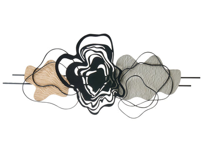 Black Metal Wall Decor Modern Abstract Sculpture With Flowing Lines Elegance