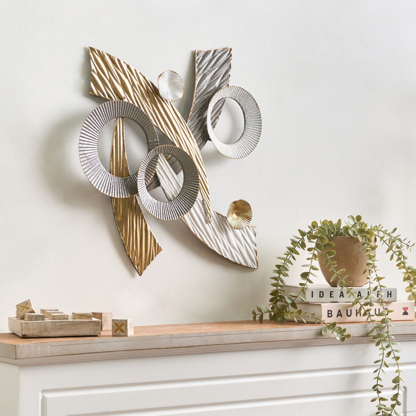 Gilded Aura Gold Metal Wall Decor Interlocking Circles Sculpture Glam Contemporary Art