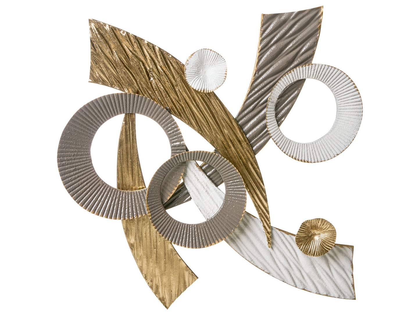 Gilded Aura Gold Metal Wall Decor Interlocking Circles Sculpture Glam Contemporary Art