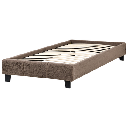 EU 3ft Taupe Fabric Slatted Bed Frame Without Headboard