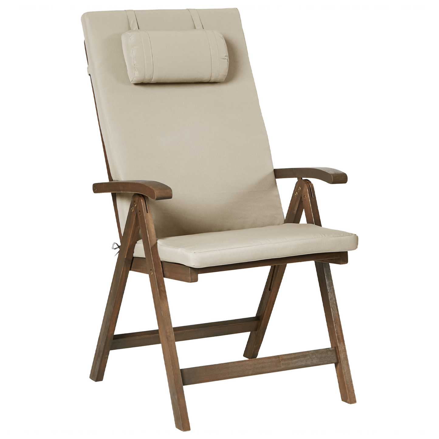 Acacia Wood Bistro Set With Taupe Cushions Folding