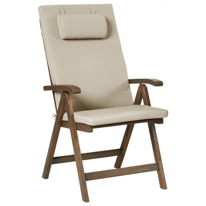 Acacia Wood Bistro Set With Taupe Cushions Folding