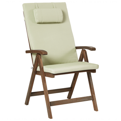 Garden Bistro Solid Acacia Wood 2 Chair Set With Green Cushions