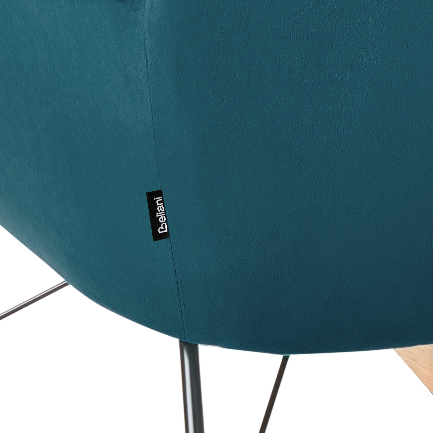 Velvet Sea Blue Rocking Chair With Metal Legs