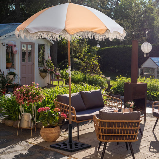 Parasol Beech Wood Orange 150cm Round Tilting UV Resistant