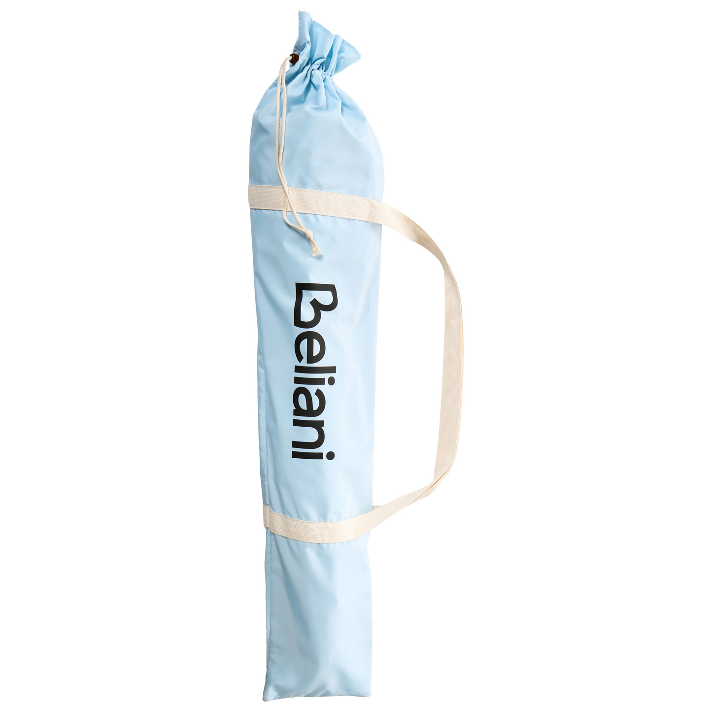 Parasol Light Blue Fabric Beech Wood Pole 150cm Round Tilting UV Resistant Outdoor Umbrella