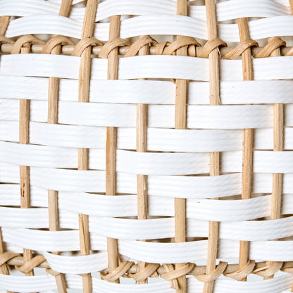 Pendant Lamp White Rattan Shade Iron Frame Handcrafted Boho Lighting For Living Room