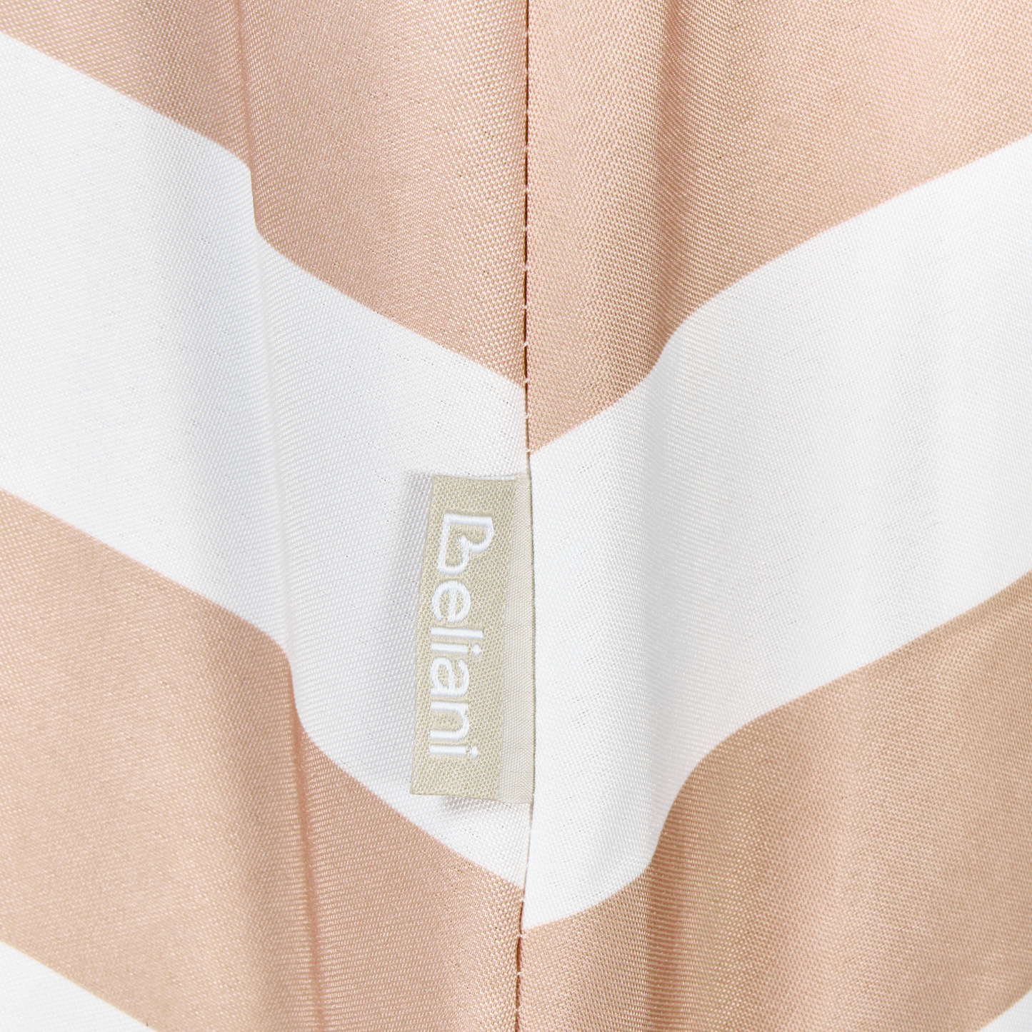 Garden Sun Parasol 245cm Birch Wood Pole Beige and White Striped Canopy Weather Resistant