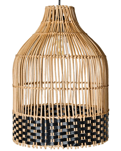 Pendant Lamp Natural Rattan Shade Iron Frame Handmade Lighting For Dining Room
