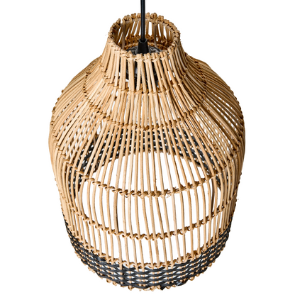 Pendant Lamp Natural Rattan Shade Iron Frame Handmade Lighting For Dining Room