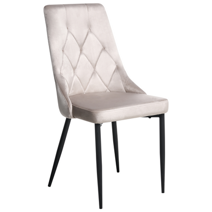 Taupe Velvet Dining Chairs Set Of 2 With Black Iron Legs