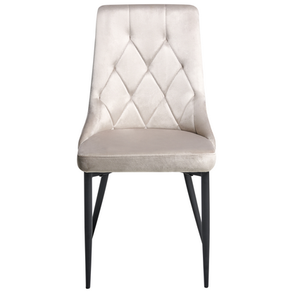 Taupe Velvet Dining Chairs Set Of 2 With Black Iron Legs
