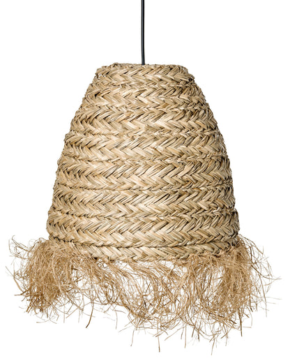 Seagrass Pendant Lamp With Fringe Handmade Woven Natural Lighting In Natural Tone