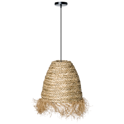 Seagrass Pendant Lamp With Fringe Handmade Woven Natural Lighting In Natural Tone