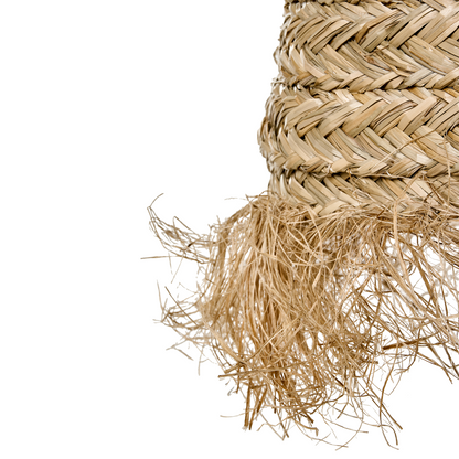 Seagrass Pendant Lamp With Fringe Handmade Woven Natural Lighting In Natural Tone