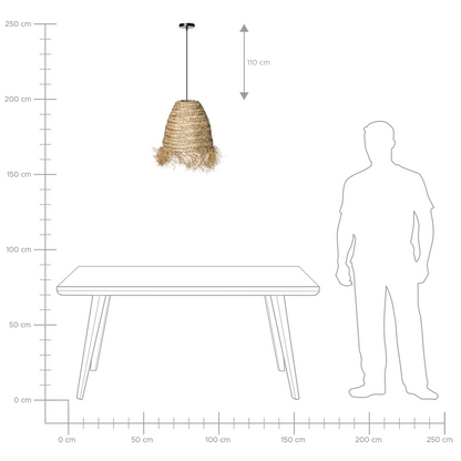 Seagrass Pendant Lamp With Fringe Handmade Woven Natural Lighting In Natural Tone