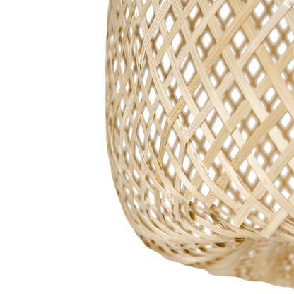 Natural Bamboo Pendant Lamp With Irregular Handwoven Shade For Living And Dining Rooms
