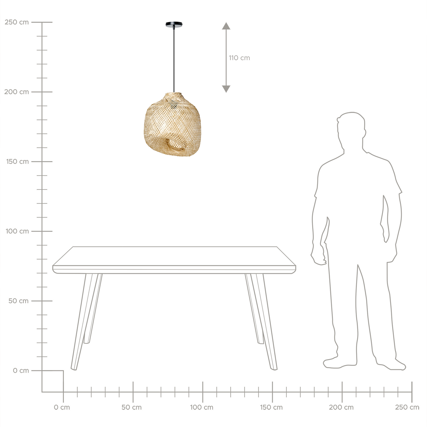 Natural Bamboo Pendant Lamp With Irregular Handwoven Shade For Living And Dining Rooms