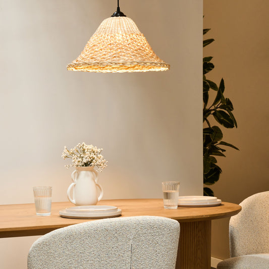 Pendant Lamp Natural Bamboo And Rattan Shade Handmade Boho Woven Lighting