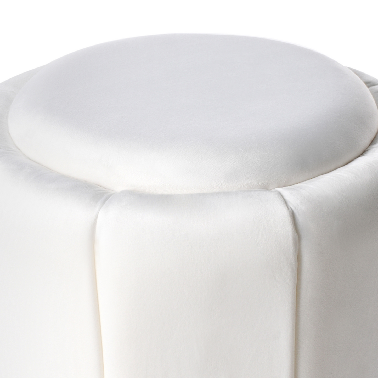 Glamorous Pouffe White Velvet With Golden Base 43cm