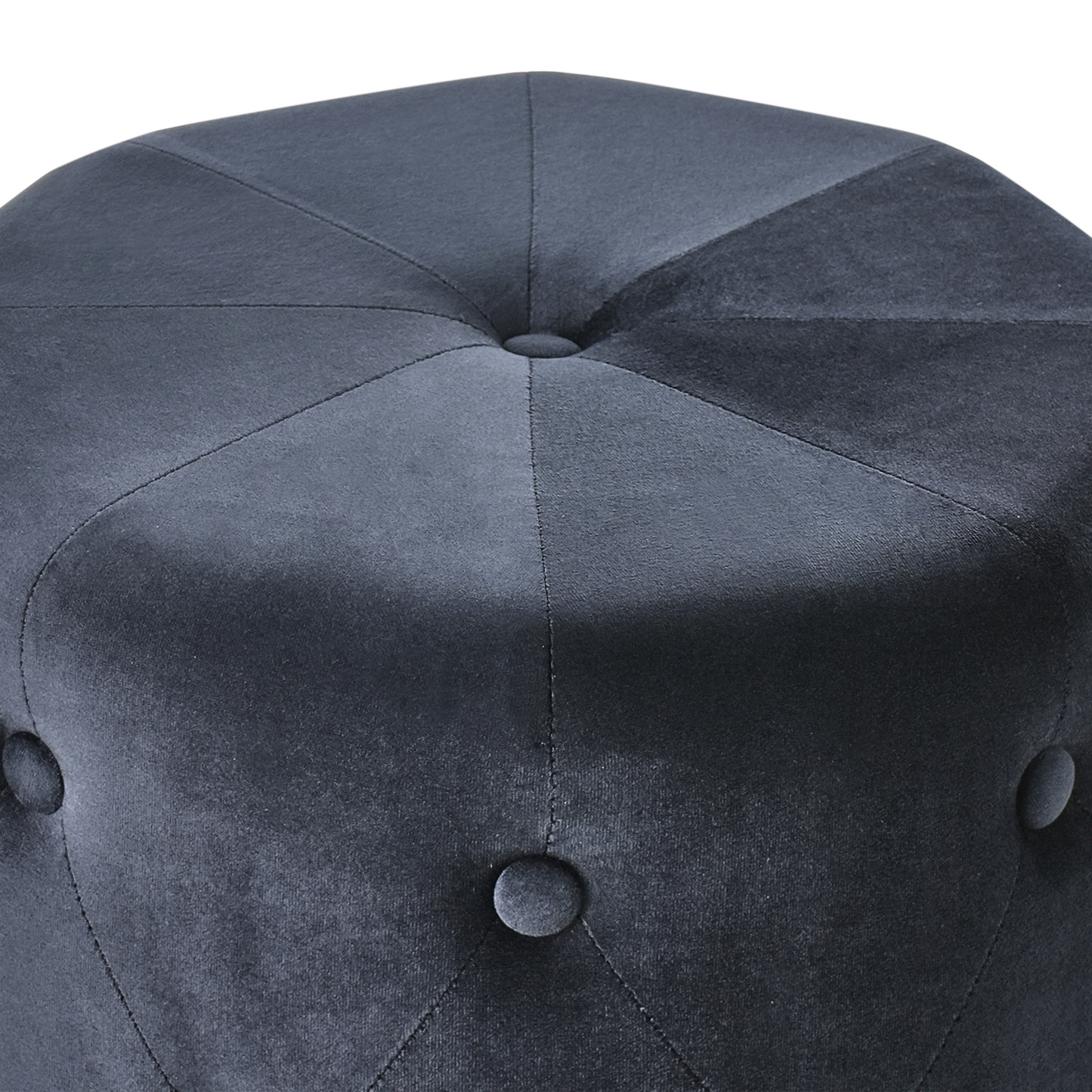 Home Luxurious Black Velvet Pouffe With Gold Base 40 x 41cm Tufted Footstool