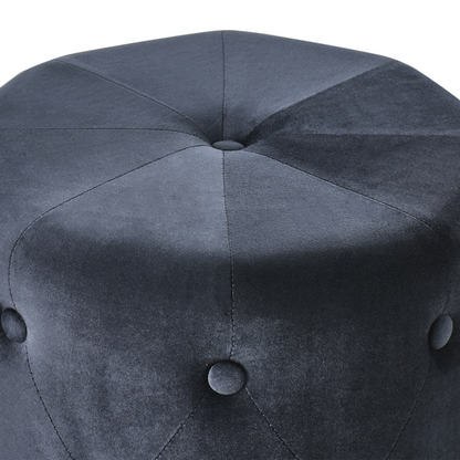 Home Luxurious Black Velvet Pouffe With Gold Base 40 x 41cm Tufted Footstool
