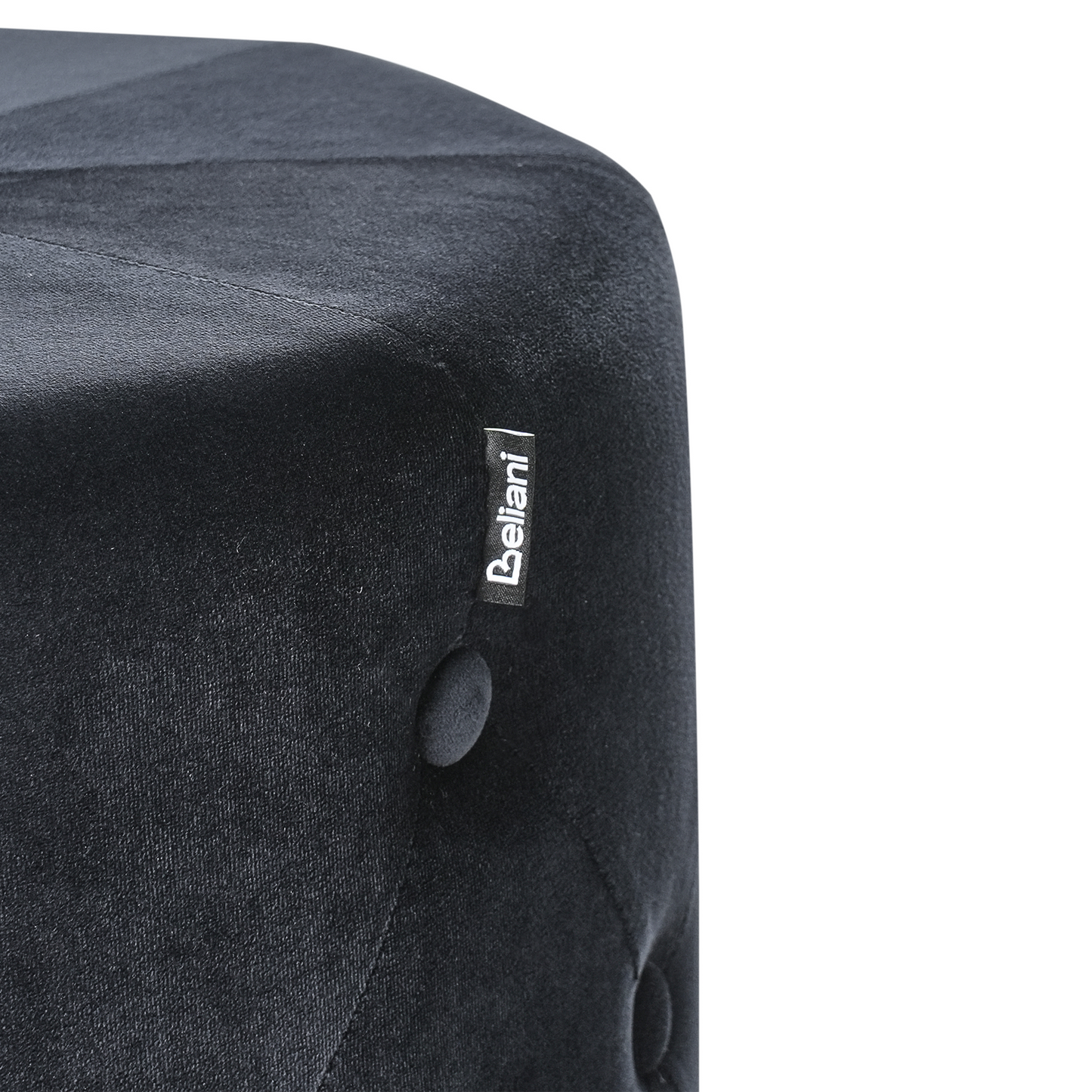 Home Luxurious Black Velvet Pouffe With Gold Base 40 x 41cm Tufted Footstool