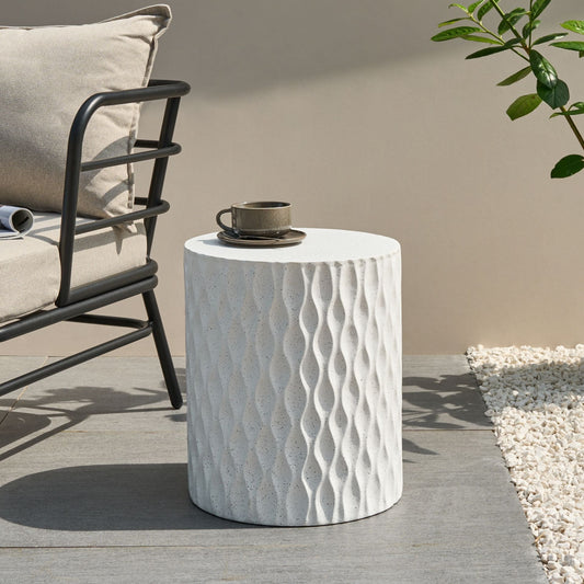 Accent Terrazzo Outdoor Round Side Table 37cm White