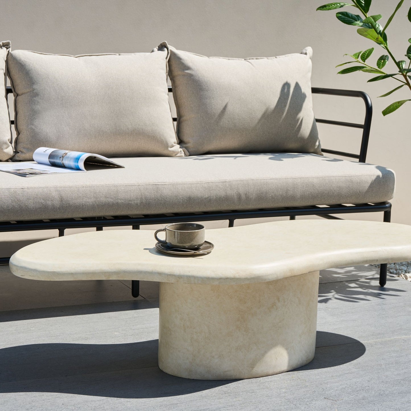 Accent White Coffee Table 120 X 57cm Outdoor Boho Modern Weatherproof Water Wind Resistant