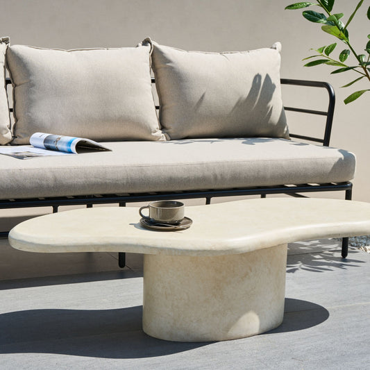 Accent White Coffee Table 120 X 57cm Outdoor Boho Modern Weatherproof Water Wind Resistant