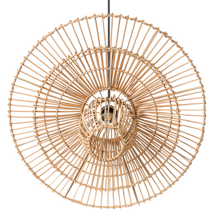 Natural Rattan Shade Pendant Lamp Iron Frame