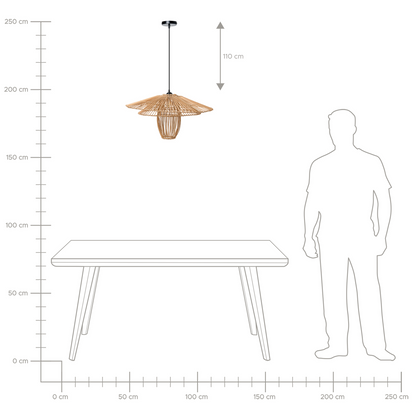 Natural Rattan Shade Pendant Lamp Iron Frame