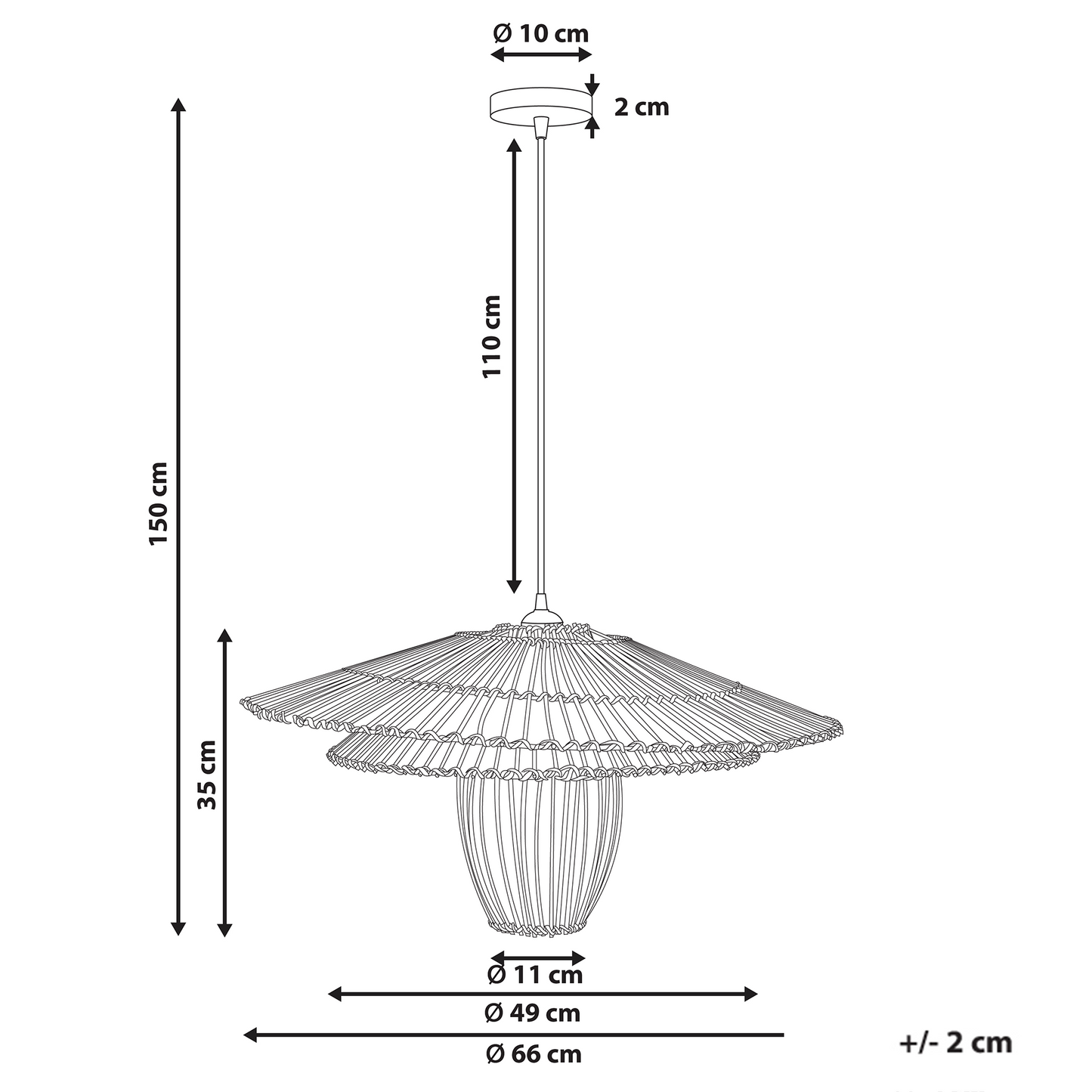 Natural Rattan Shade Pendant Lamp Iron Frame