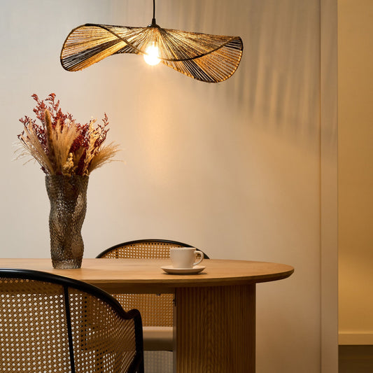 Natural Jute Pendant Lamp Open Bulb Handmade For Living Room And Dining