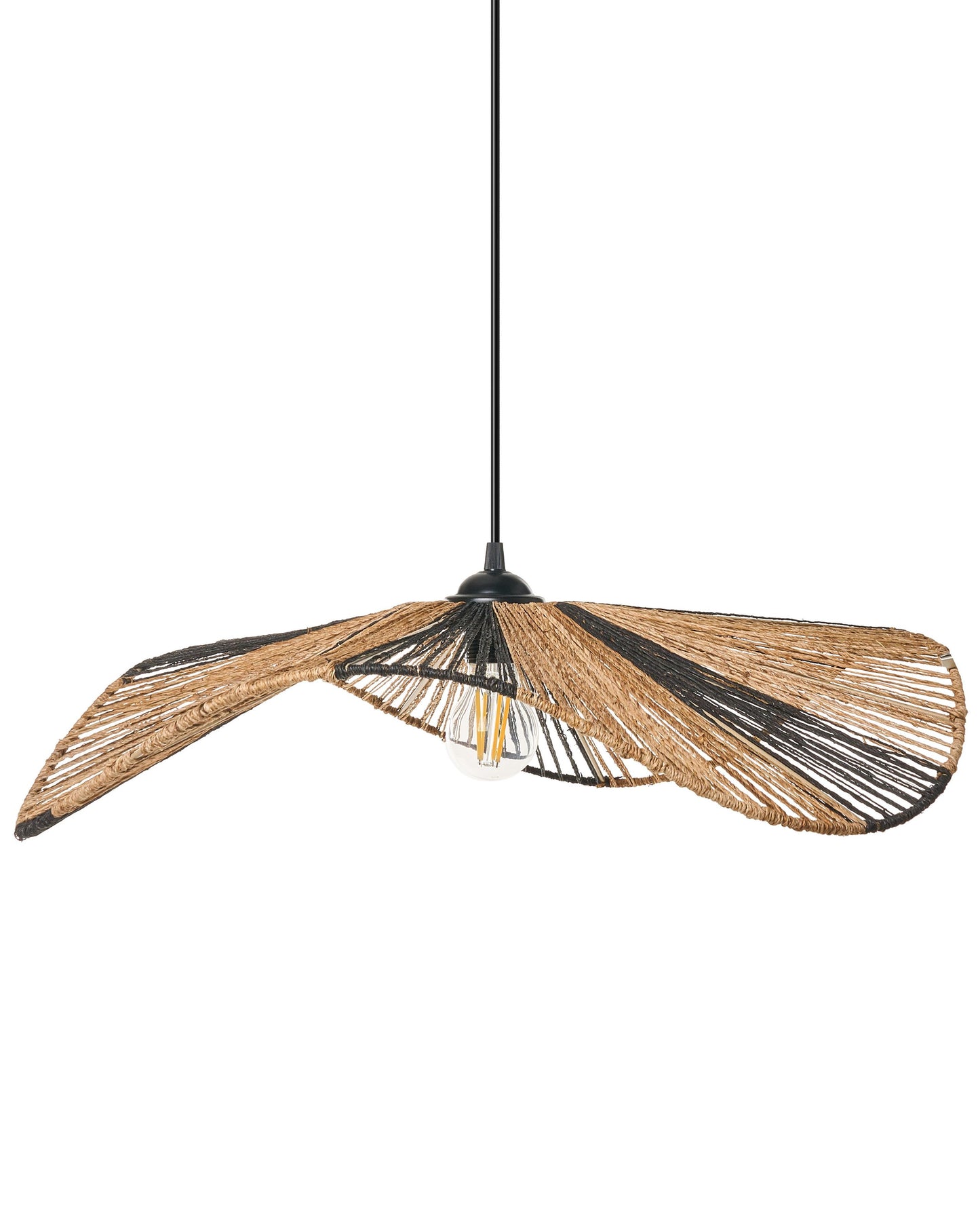 Natural Jute Pendant Lamp Open Bulb Handmade For Living Room And Dining