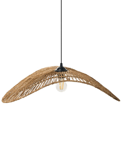Pendant Lamp Natural Jute Woven Asymmetrical Open Bulb