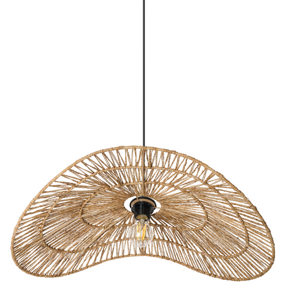 Pendant Lamp Natural Jute Woven Asymmetrical Open Bulb