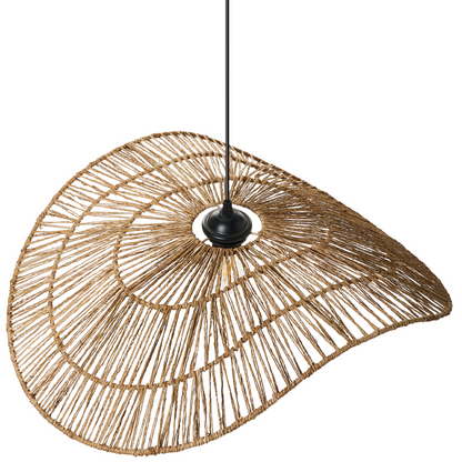 Pendant Lamp Natural Jute Woven Asymmetrical Open Bulb