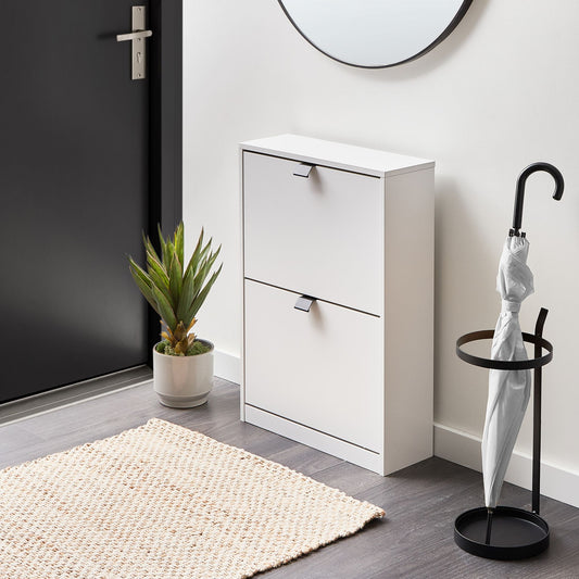 BrightNest Shoe Storage Cabinet White MDF 2 Compartments Modern Hallway Organizer