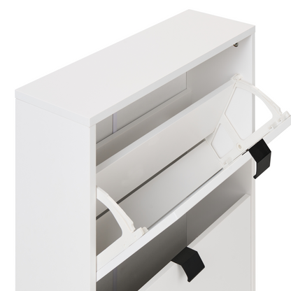 BrightNest Shoe Storage Cabinet White MDF 2 Compartments Modern Hallway Organizer