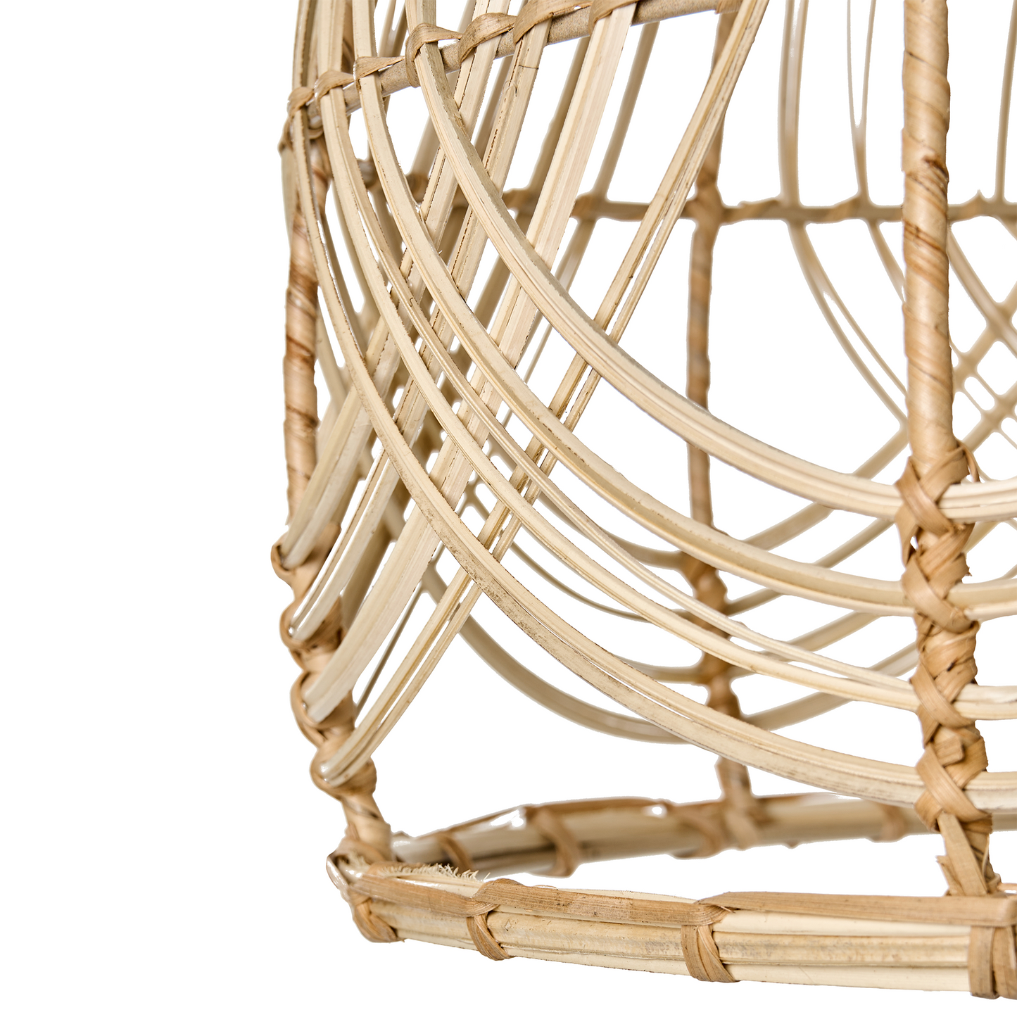 Boho Luxe Pendant Lamp Natural Rattan Shade Iron Frame Handmade