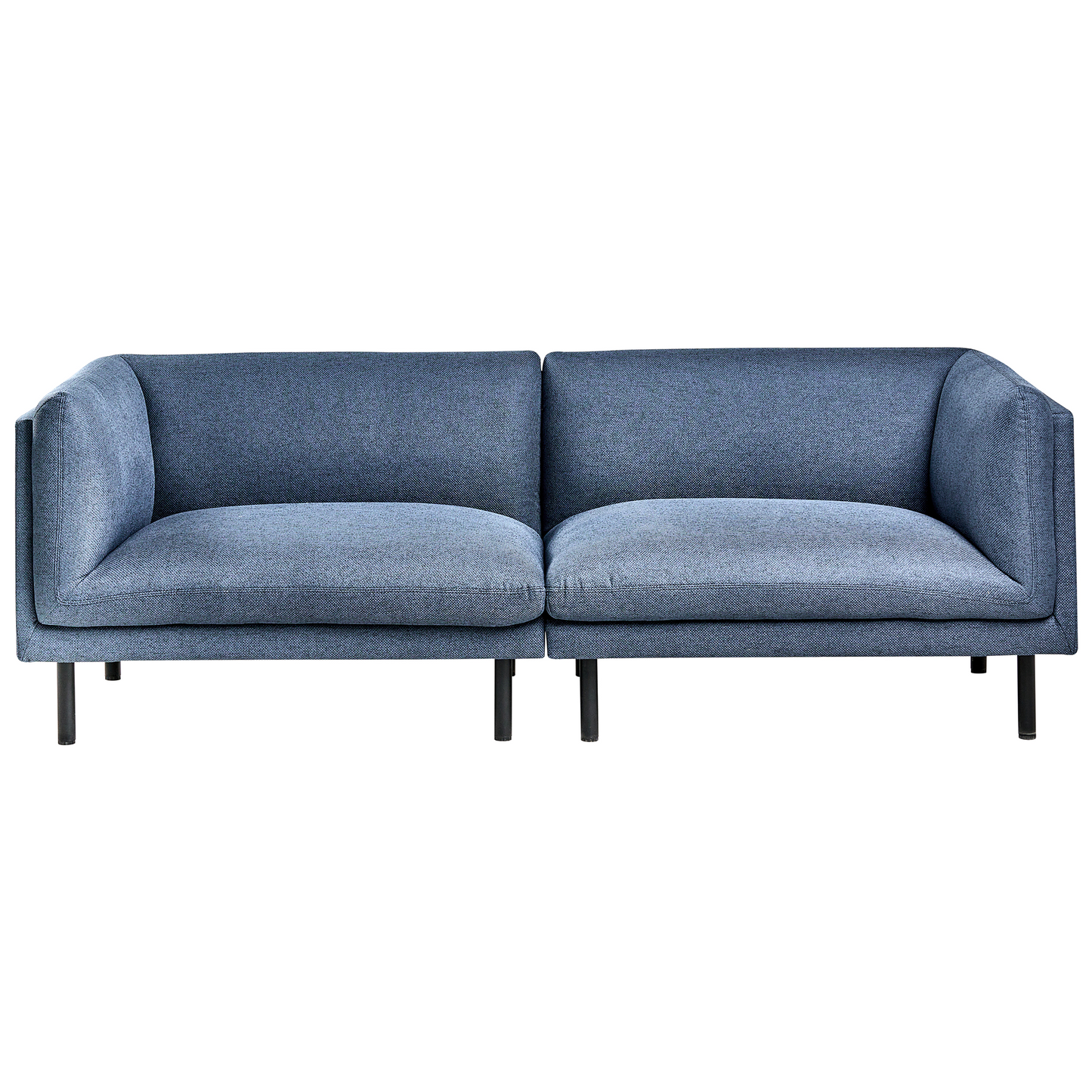5 Seater Sofa Set Dark Blue Fabric With Metal Legs