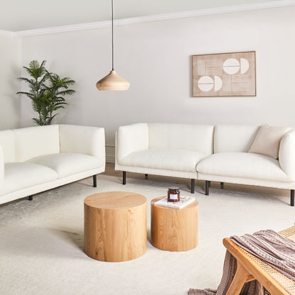 5 Seater Off-White Boucle Sofa Set With Metal Legs