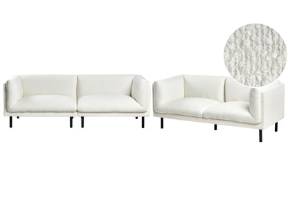 5 Seater Off-White Boucle Sofa Set With Metal Legs