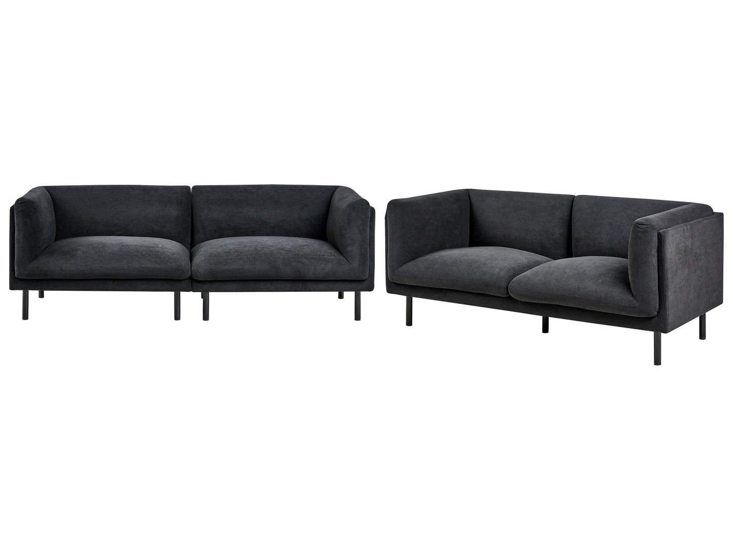 3 And 2 Seater Sofa Set Black Polyester Upholstered Living Room Furniture With Water Repellent Fabric